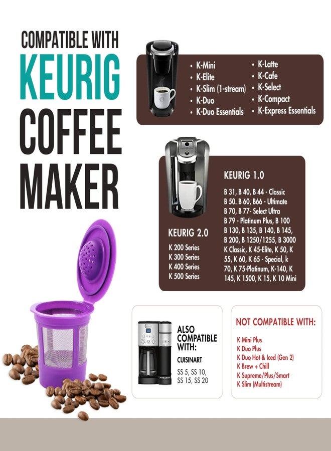 PUREHQ Reusable K Cups for Keurig Coffee Maker - Filter Pods for Keurig 1.0 and 2.0 Brewers - Refillable K Cup Fits K-Elite, K-Classic - BPA Free Universal Reusable Single Serve - 4 Pack - Image 3